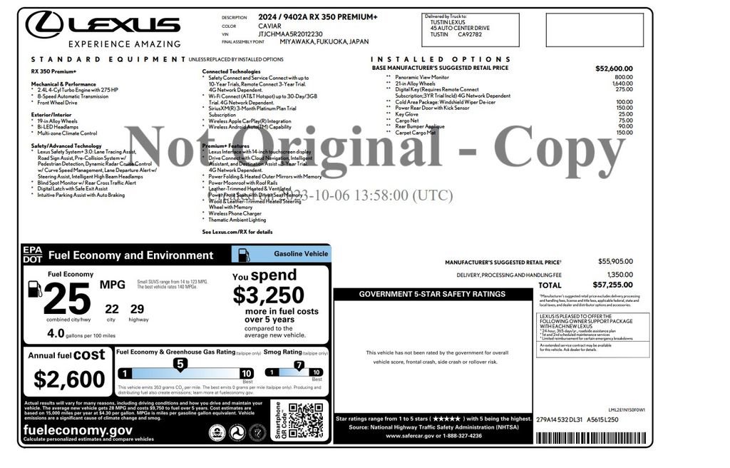 Used 2024 Lexus RX 350 Premium w/ Cold Area Package image 2