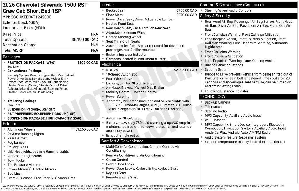 New 2026 Chevrolet Silverado 1500 RST w/ Protection Package AWD/4WD image 21
