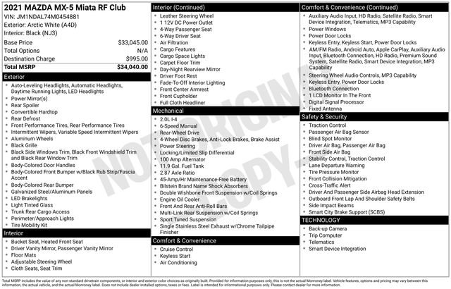 Used 2021 MAZDA MX-5 Miata RF Club image 35