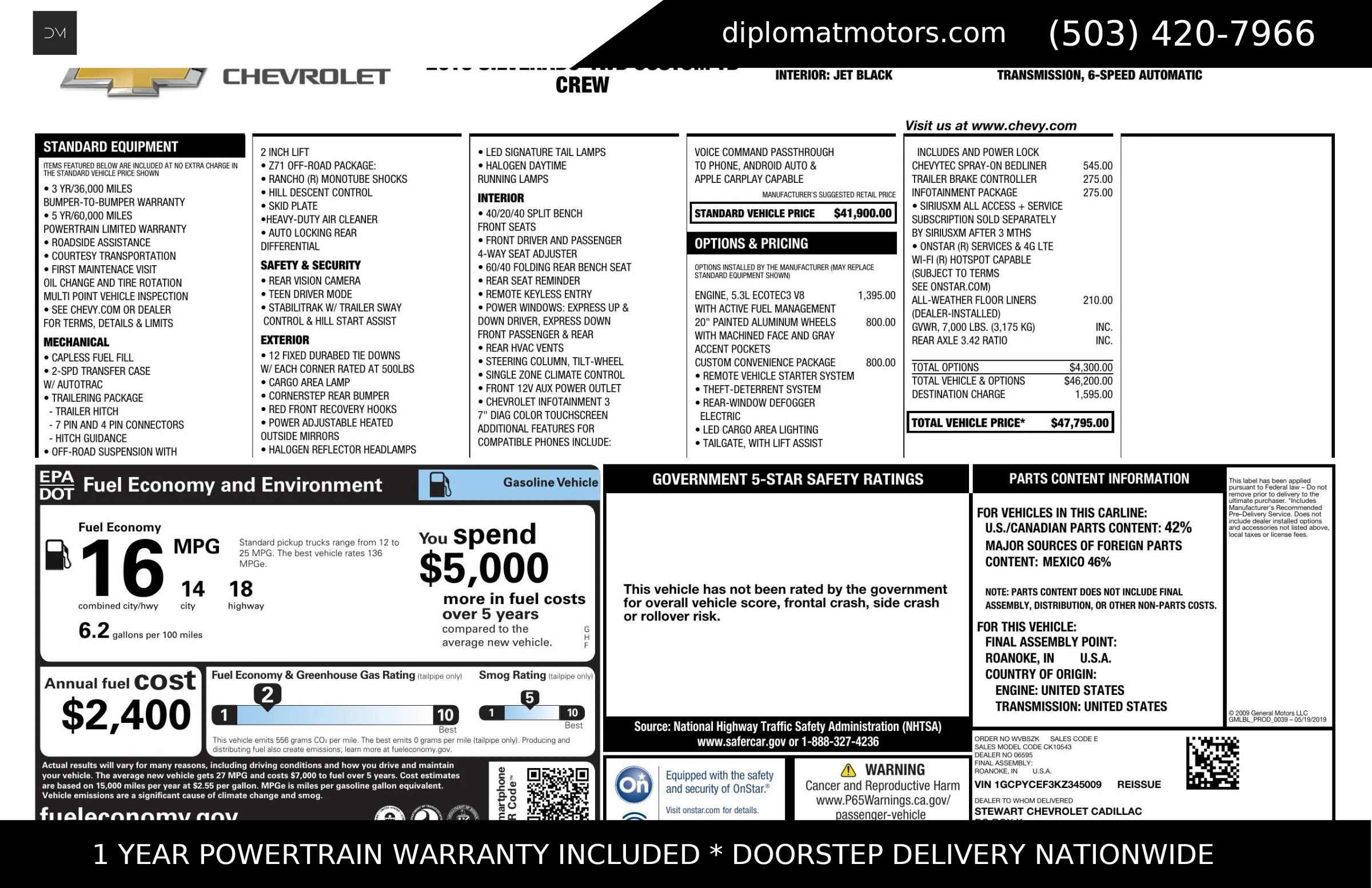 Used 2019 Chevrolet Silverado 1500 Custom Trail Boss w/ Custom Convenience Package image 2