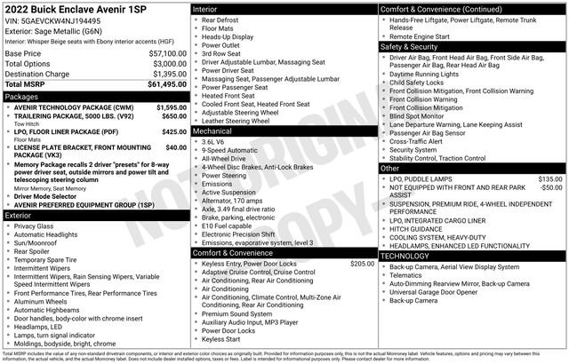 Used 2022 Buick Enclave Avenir w/ Avenir Technology Package image 6