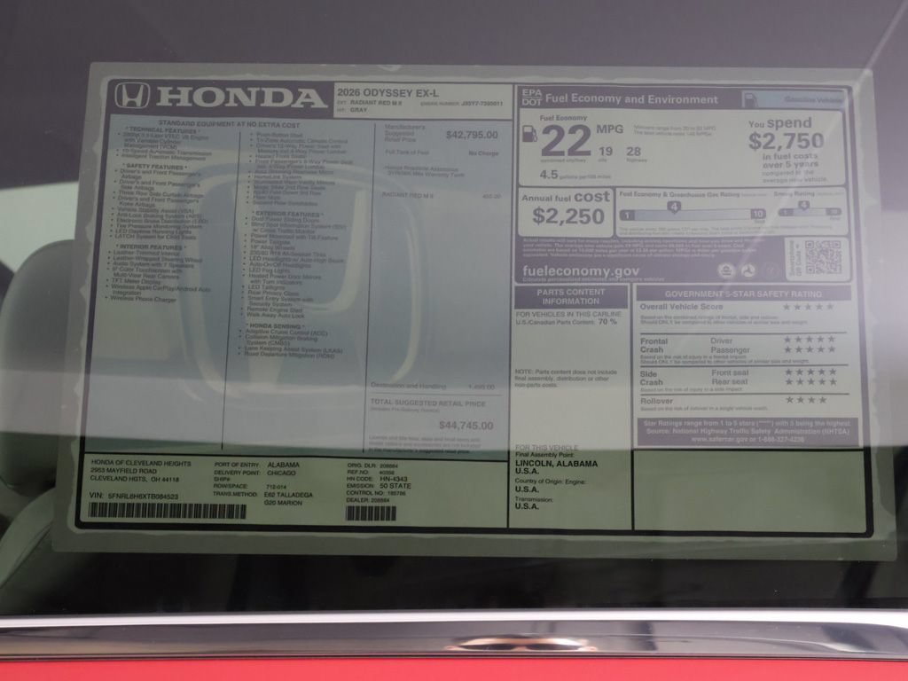 New 2026 Honda Odyssey EX-L image 25