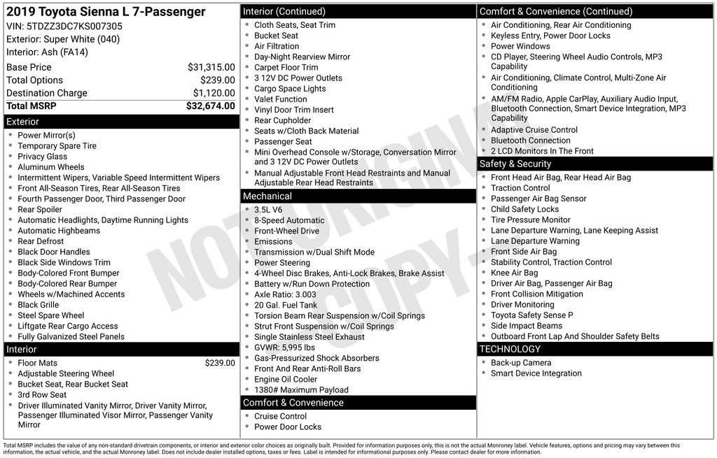 Used 2019 Toyota Sienna L FWD image 13
