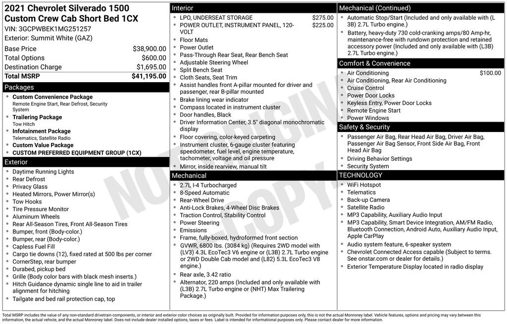 Used 2021 Chevrolet Silverado 1500 Custom image 10