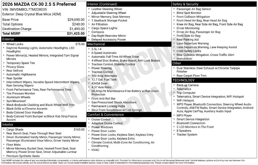 New 2026 MAZDA CX-30 AWD 2.5 S image 3