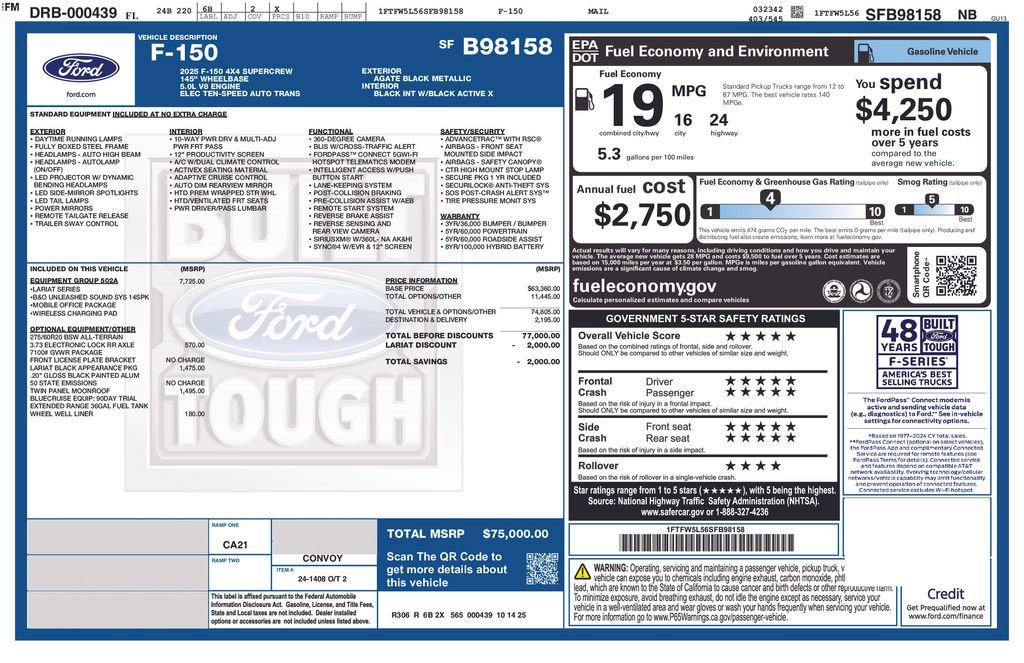 New 2025 Ford F150 Lariat w/ Equipment Group 502A High image 8