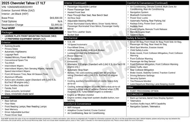 Used 2025 Chevrolet Tahoe LT AWD/4WD image 34