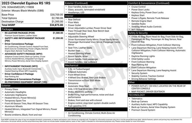 Used 2023 Chevrolet Equinox RS w/ RS Leather Package FWD image 7