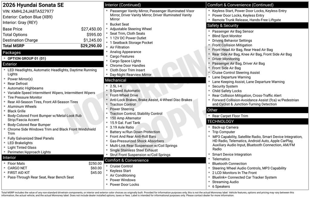 New 2026 Hyundai Sonata SE FWD image 31