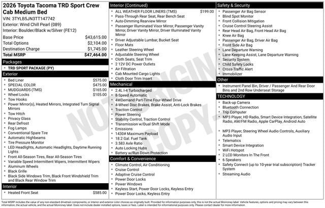 New 2026 Toyota Tacoma TRD Sport AWD/4WD image 31