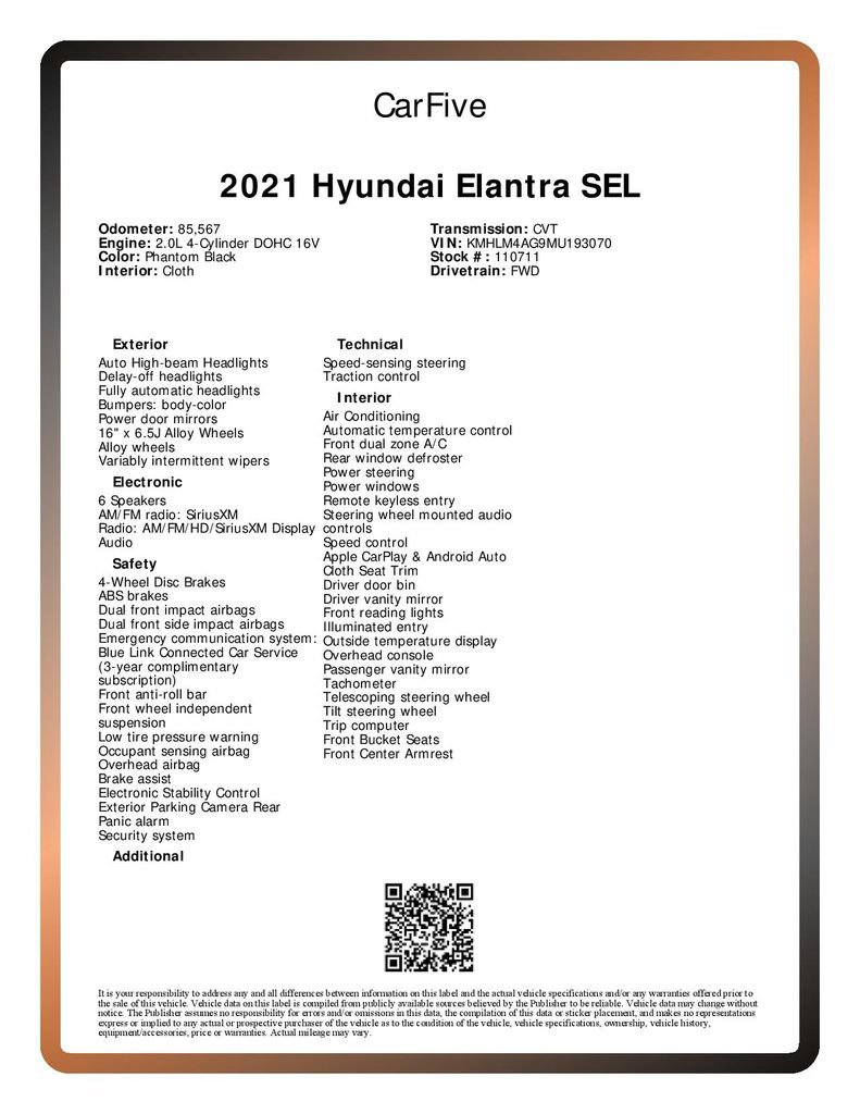 Used 2021 Hyundai Elantra SEL FWD image 29