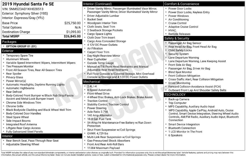 Used 2019 Hyundai Santa Fe SE FWD image 5