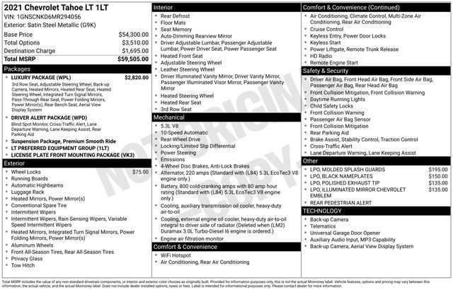 Used 2021 Chevrolet Tahoe LT w/ Luxury Package image 2