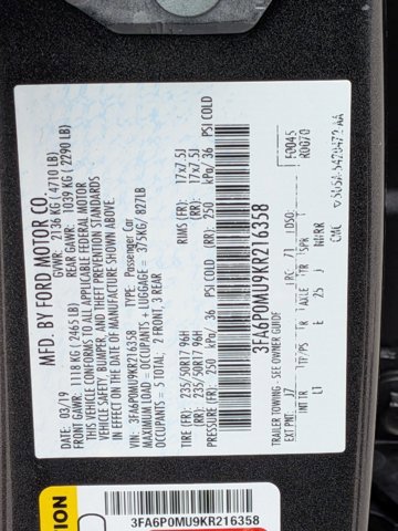 Used 2019 Ford Fusion SEL FWD image 25