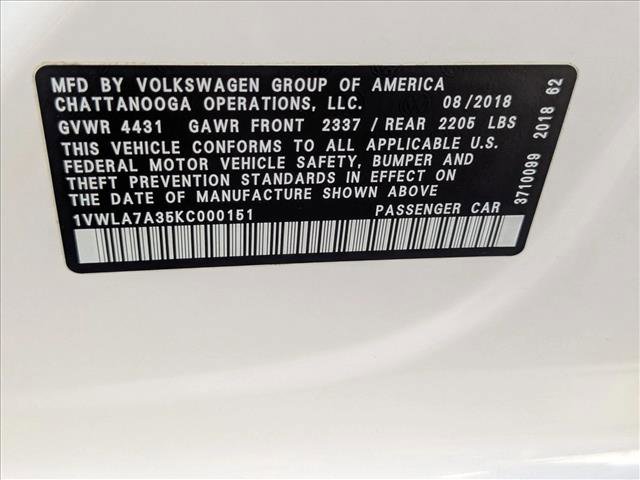 Used 2019 Volkswagen Passat 2.0T Wolfsburg w/ Wheels & Sunroof Package image 25