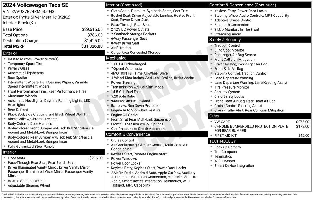 Certified 2024 Volkswagen Taos SE AWD/4WD image 17