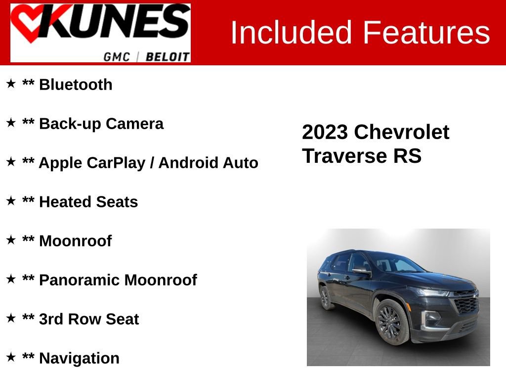 Used 2023 Chevrolet Traverse RS w/ LPO, Floor Liner Package image 2