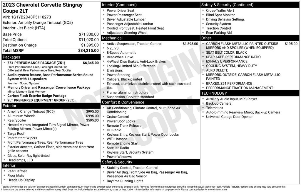 Used 2023 Chevrolet Corvette Stingray Preferred Cpe w/ Z51 Performance Package image 38