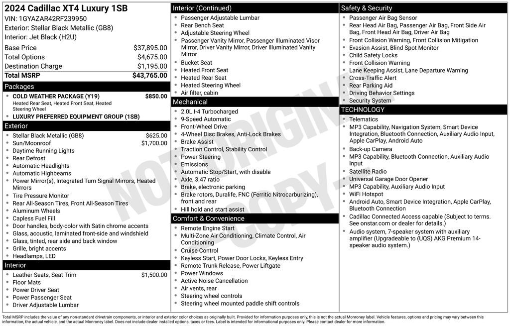 Certified 2024 Cadillac XT4 Luxury w/ Cold Weather Package FWD image 47