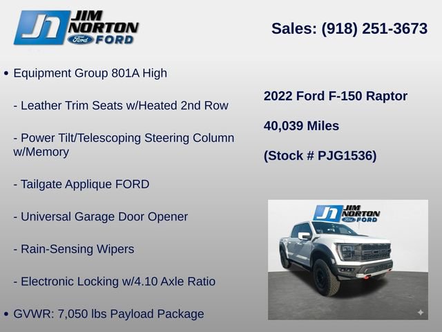 Used 2022 Ford F150 Raptor w/ Equipment Group 801A High image 16