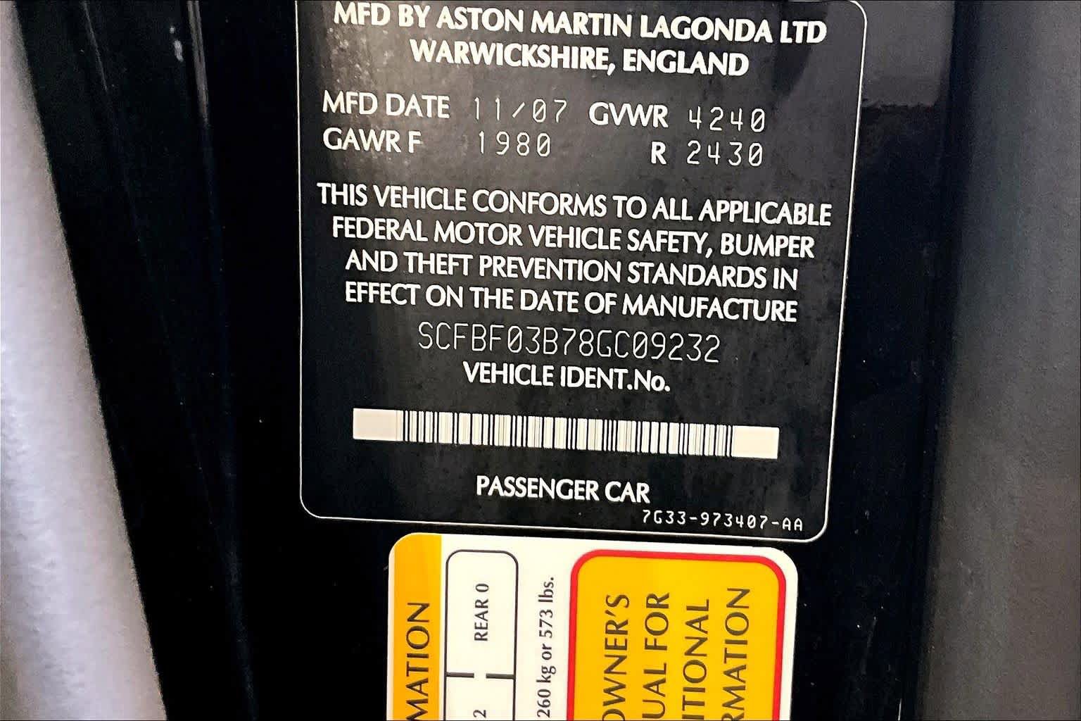 Used 2008 Aston Martin V8 Vantage Coupe RWD image 28