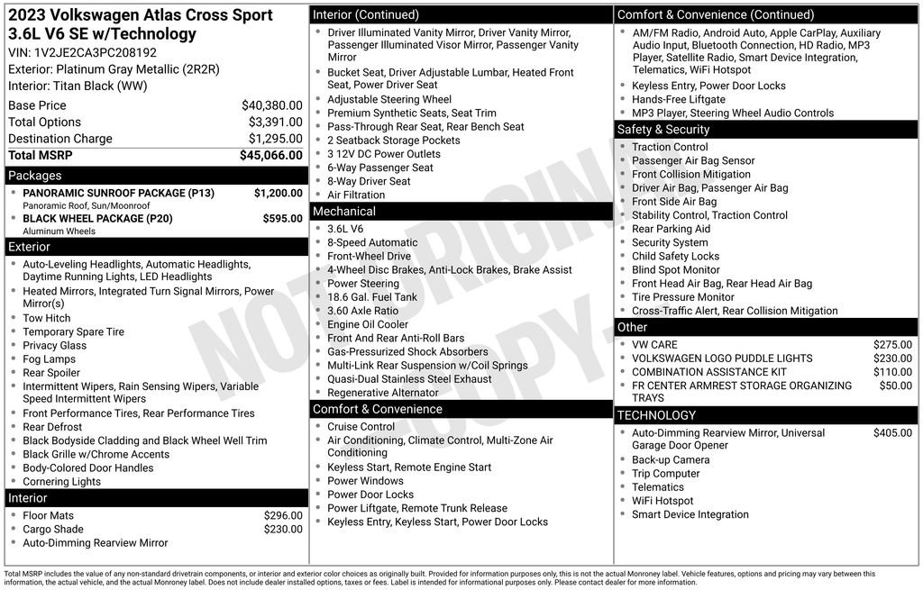 Used 2023 Volkswagen Atlas Cross Sport SE w/ Panoramic Sunroof Package image 3