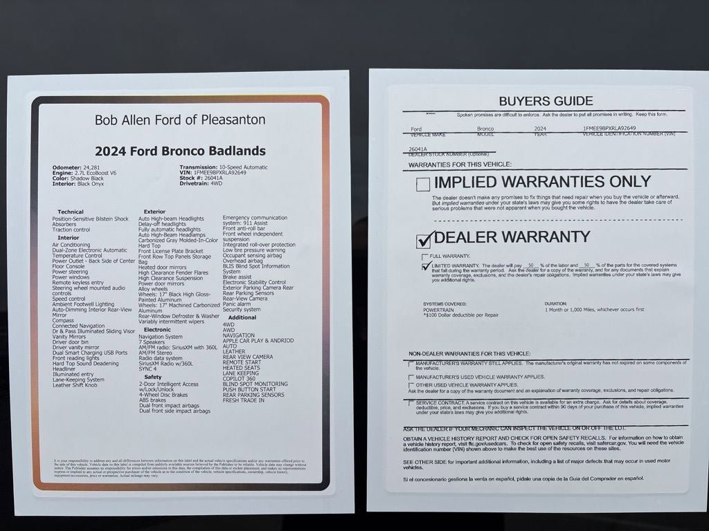 Used 2024 Ford Bronco Badlands w/ Sasquatch Package AWD/4WD image 22