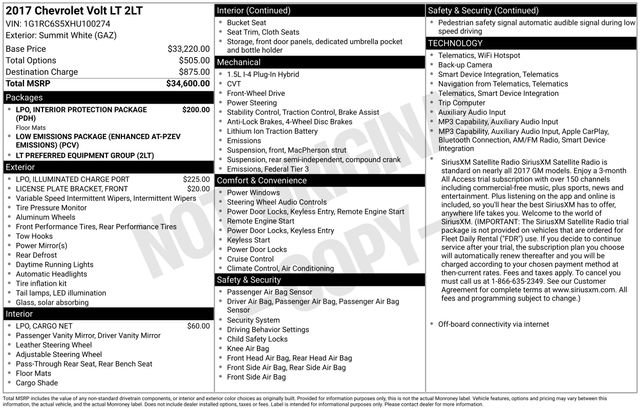 Used 2017 Chevrolet Volt LT