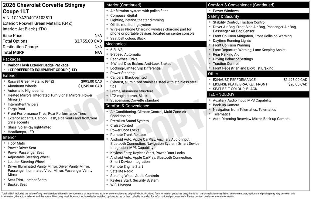 Certified 2026 Chevrolet Corvette Stingray Coupe w/ 1LT RWD image 30