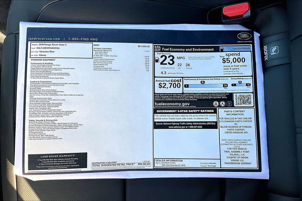 New 2026 Land Rover Range Rover Velar S AWD/4WD image 14
