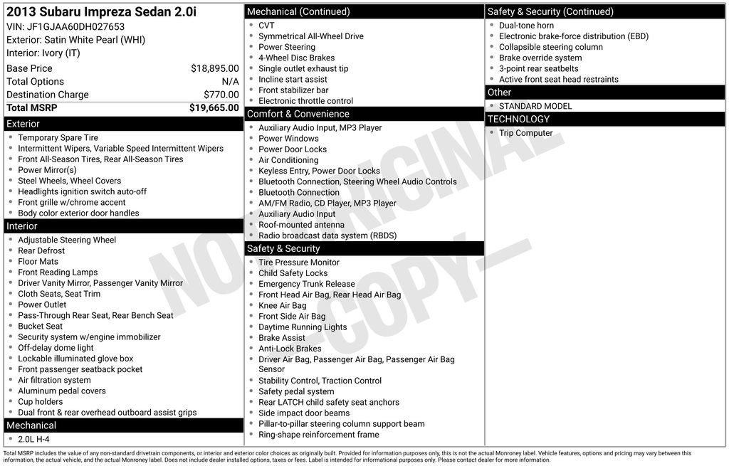 Used 2013 Subaru Impreza 2.0i image 35