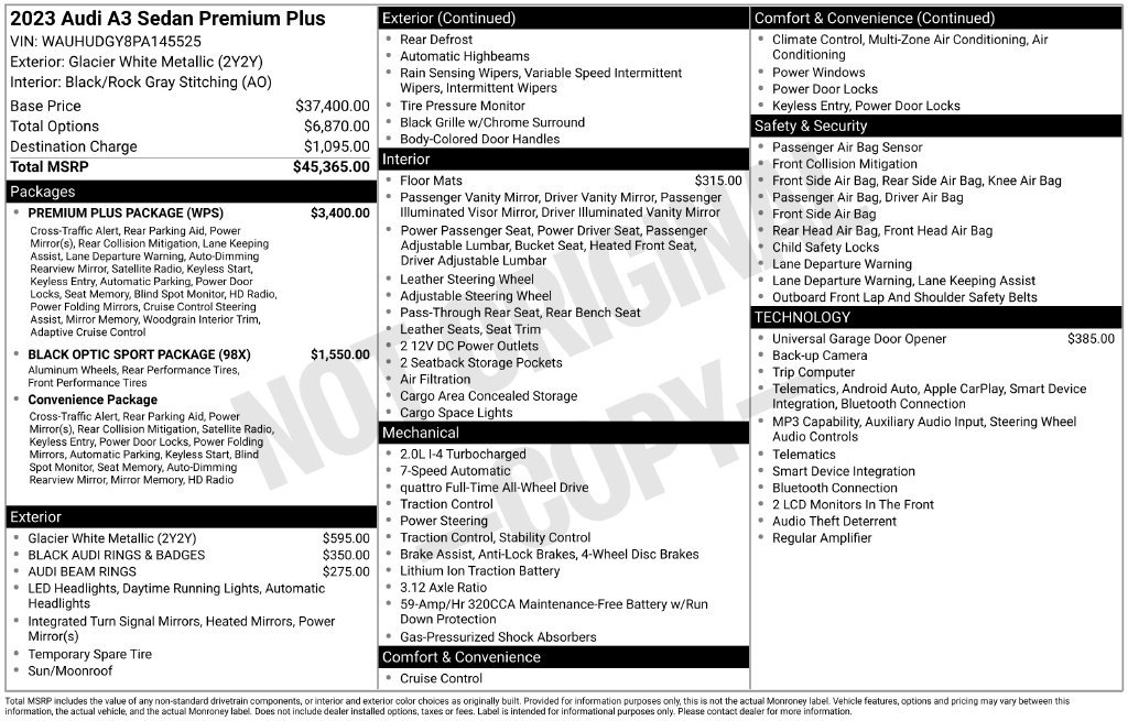 Used 2023 Audi A3 2.0T Premium Plus w/ Premium Plus Package AWD/4WD image 5