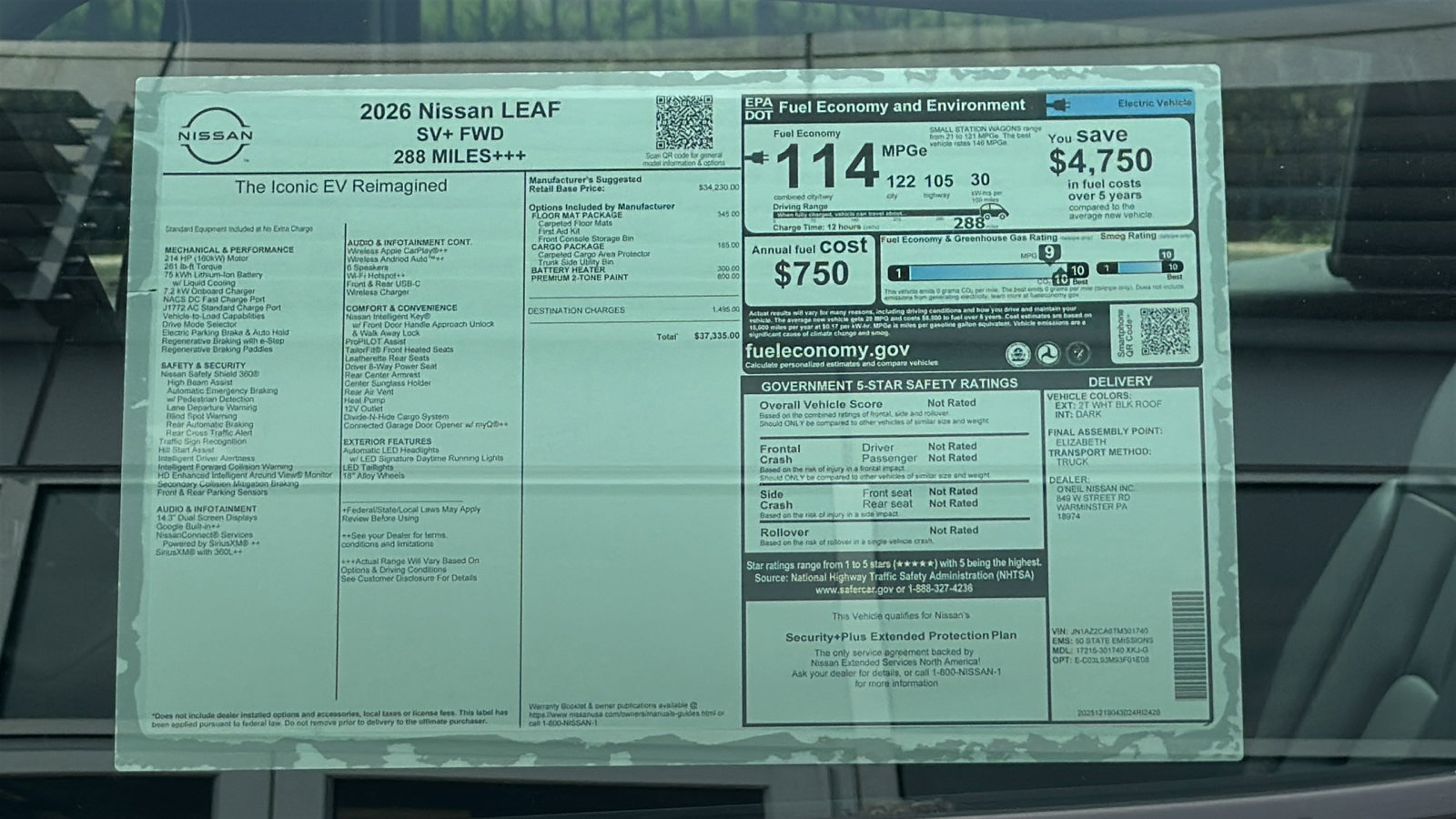New 2026 Nissan Leaf SV+ w/ Floor Mat Package (SV+) image 11