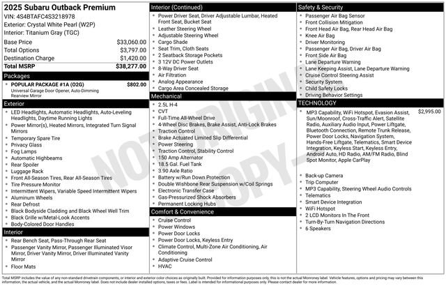 Used 2025 Subaru Outback Premium w/ Popular Package #1A AWD/4WD image 2