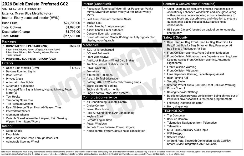 Used 2026 Buick Envista Preferred w/ Convenience II Package FWD image 5