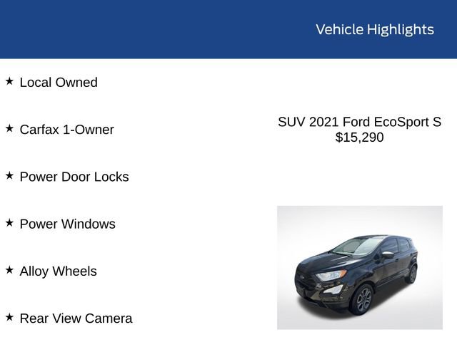 Used 2021 Ford EcoSport S FWD image 2