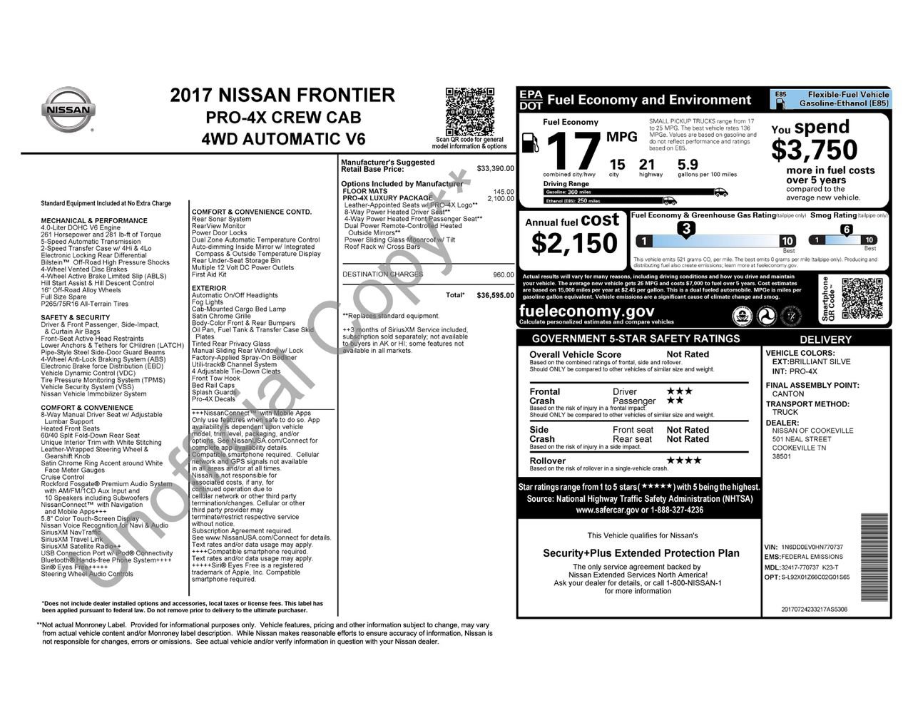 Used 2017 Nissan Frontier PRO-4X w/ Pro-4x Luxury Package AWD/4WD image 34