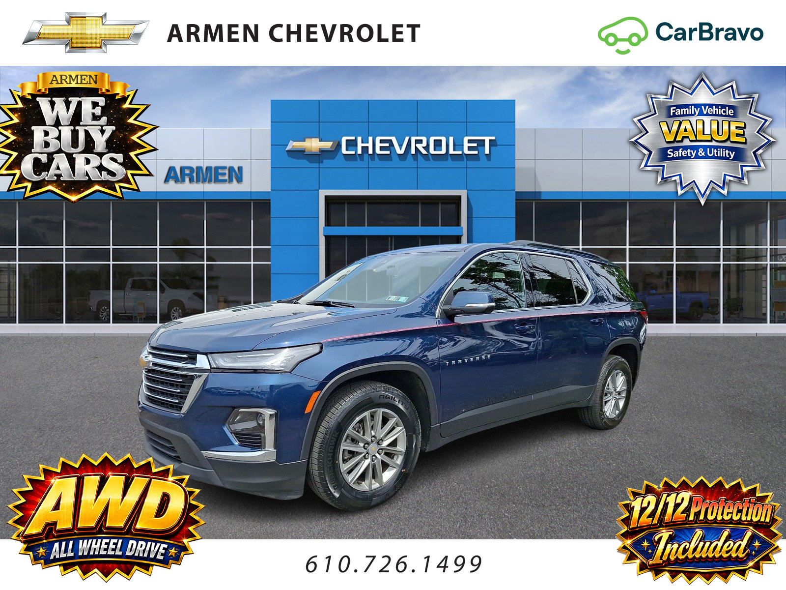 Certified 2023 Chevrolet Traverse LT w/ LPO, Floor Liner Package AWD/4WD image 1
