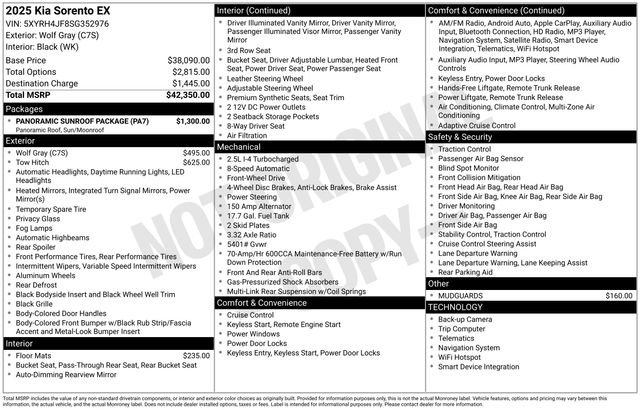 Used 2025 Kia Sorento EX w/ Panoramic Sunroof Package image 6
