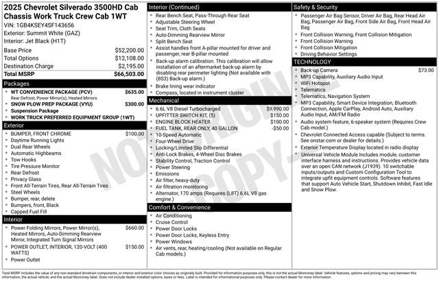 New 2025 Chevrolet Silverado 3500 W/T w/ WT Convenience Package AWD/4WD image 17