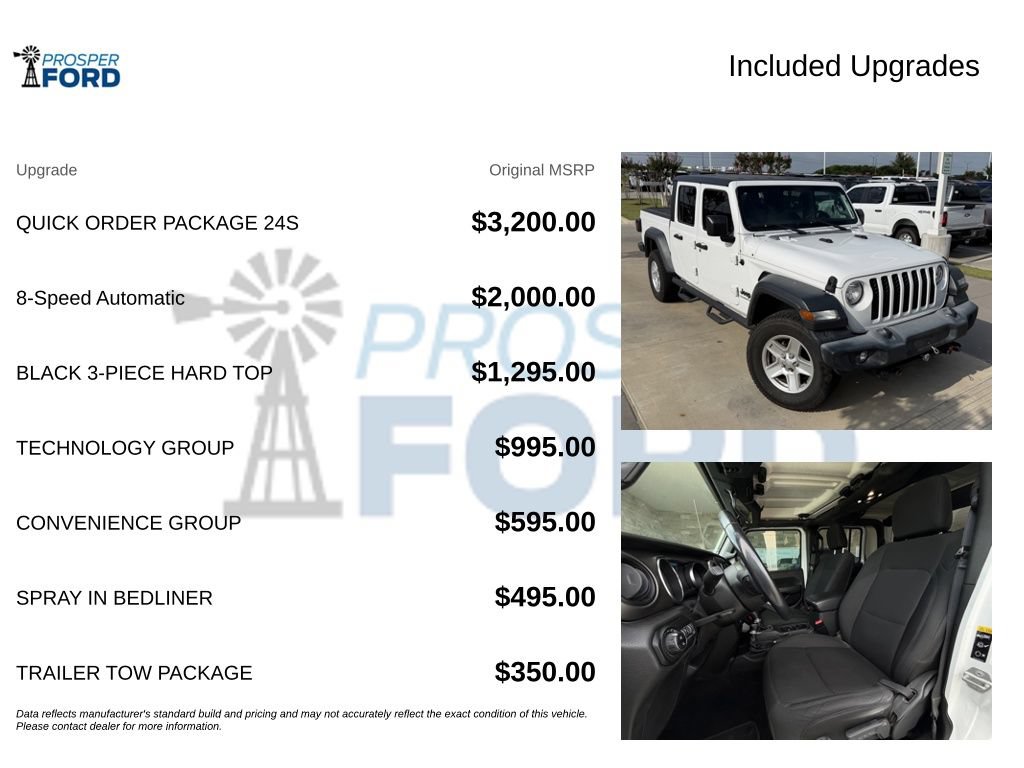 Used 2020 Jeep Gladiator Sport w/ Quick Order Package 24S AWD/4WD image 3