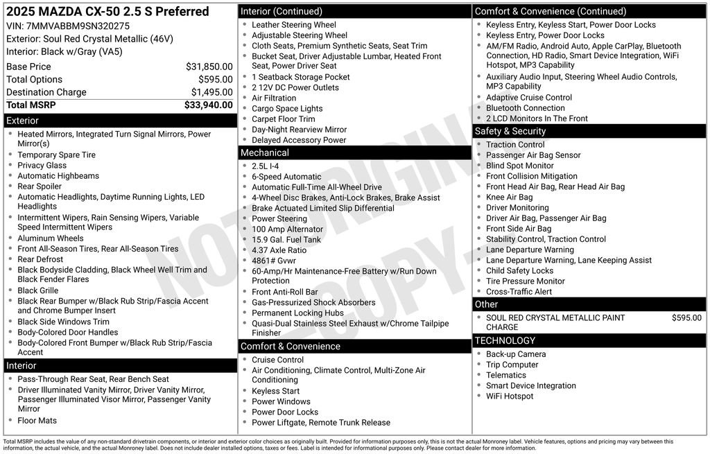 Used 2025 MAZDA CX-50 AWD 2.5 S w/ Preferred Package image 42
