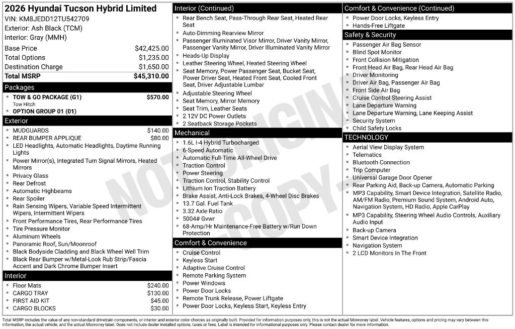 New 2026 Hyundai Tucson Limited w/ Tow & Go Package AWD/4WD image 7