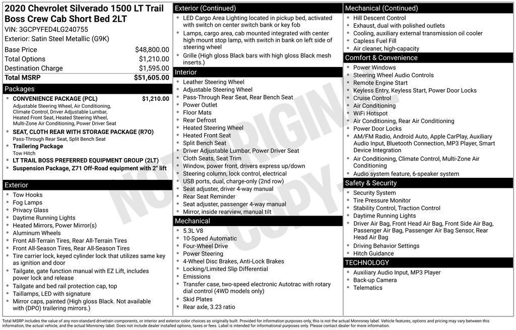 Used 2020 Chevrolet Silverado 1500 LT Trail Boss w/ Convenience Package image 39