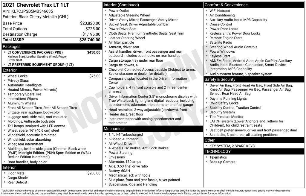 Used 2021 Chevrolet Trax LT w/ LT Convenience Package AWD/4WD image 4