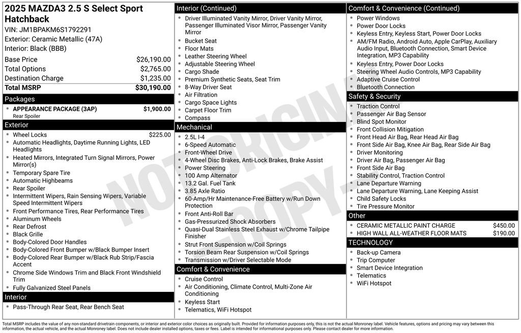 Certified 2025 MAZDA MAZDA3 s Sport w/ Appearance Package FWD image 10