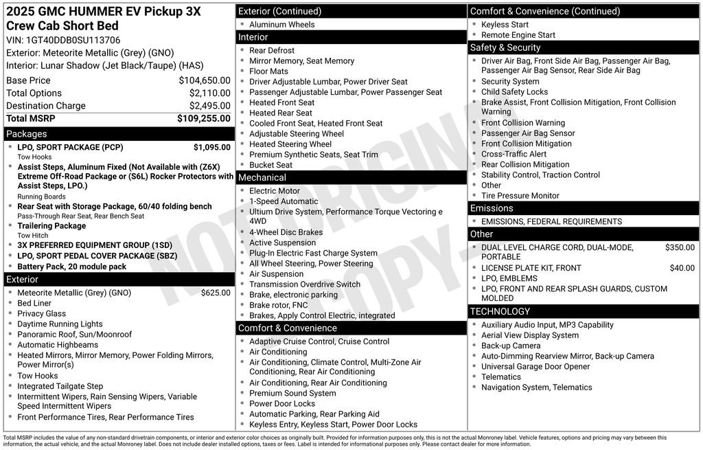 New 2025 GMC Hummer EV 3X w/ LPO, Sport Package image 7