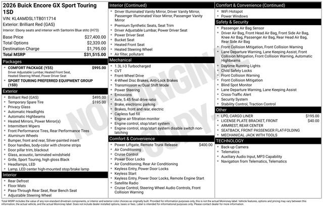 Used 2026 Buick Encore GX Sport Touring w/ Comfort Package FWD image 16