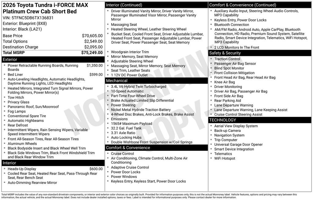 New 2026 Toyota Tundra Platinum AWD/4WD image 34