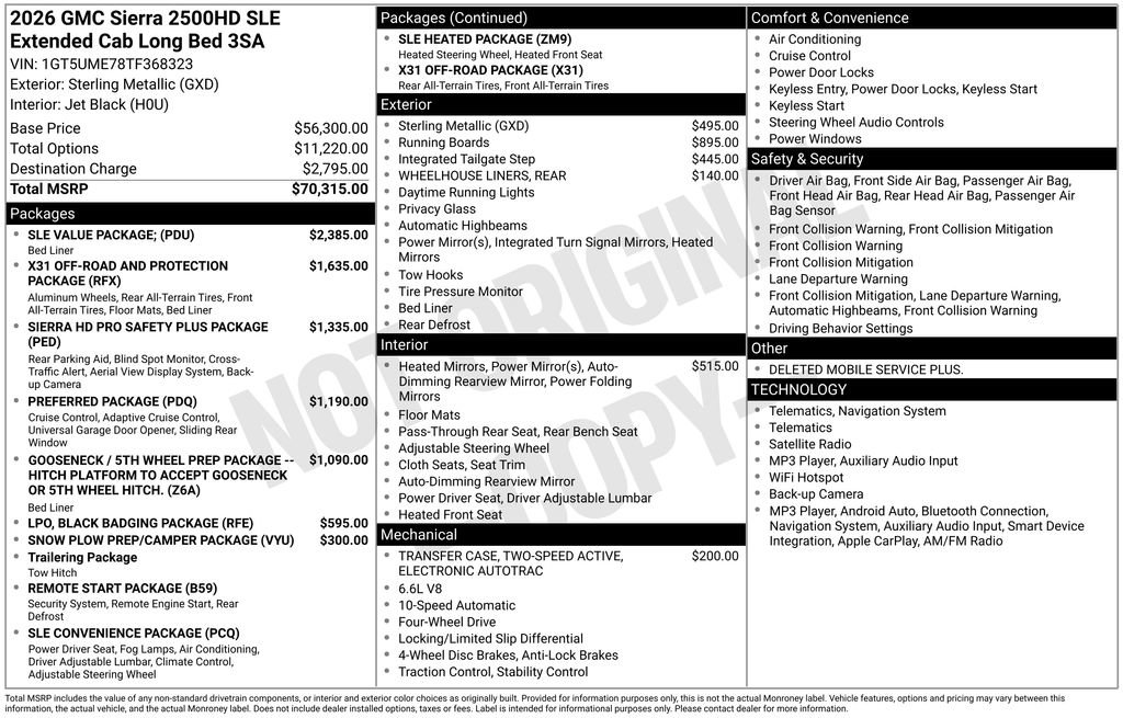 New 2026 GMC Sierra 2500 SLE w/ SLE Value Package; AWD/4WD image 26